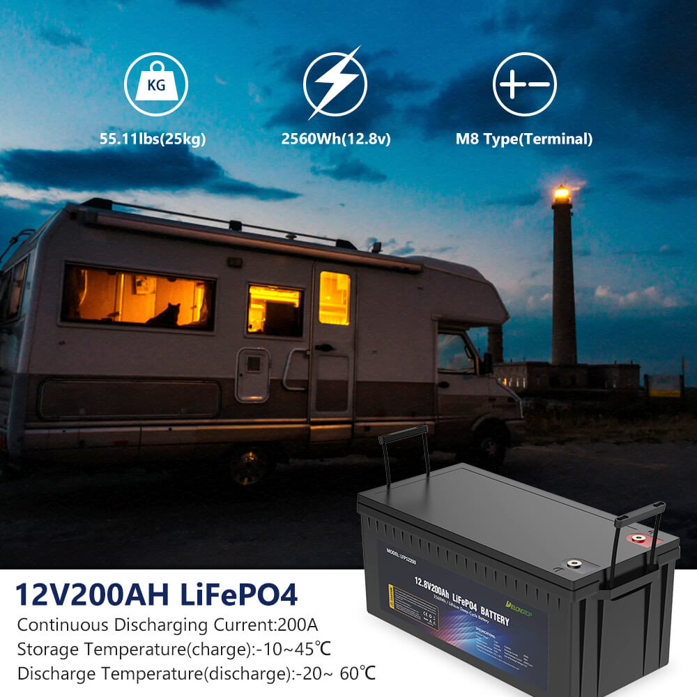 EconomiPower batterie lithium 12v 300ah lifepo4, 200A BMS intégré, 8000