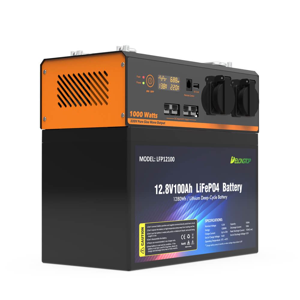 12V 100Ah Lifepo4 Battery Portable Power Station 1000W - Delong Energy