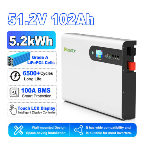 51.2V 102Ah 5.2kWh Wall Mounted LiFePO4 Battery LFP51102